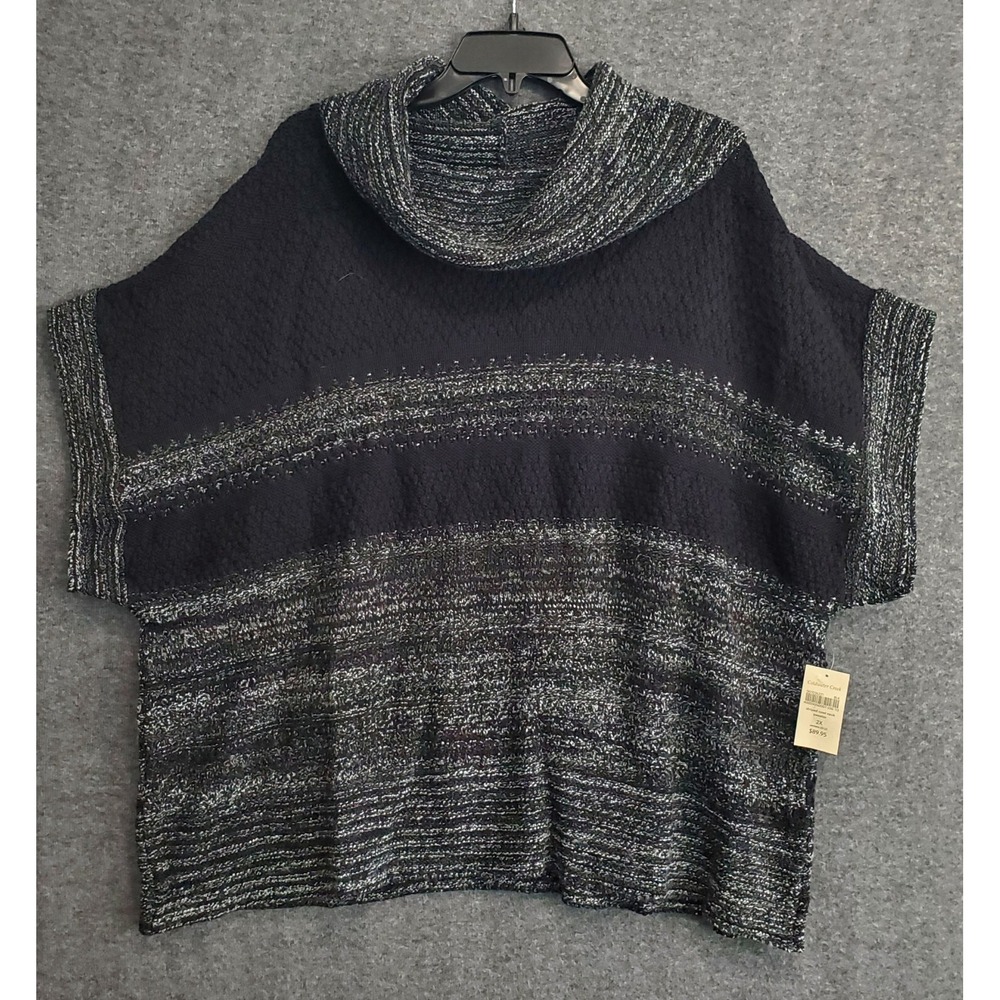 Coldwater Creek Shirt Womens Size 2XL Striped Cowl Neck Sweater Black White NWT
